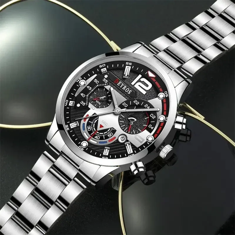 Mode Herren Uhren Luxus Edelstahl Quarz Armbanduhr Kalender Leuchtende Uhr Männer Business Casual Uhr Reloj Hombre