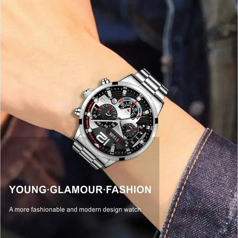 Mode Herren Uhren Luxus Edelstahl Quarz Armbanduhr Kalender Leuchtende Uhr Männer Business Casual Uhr Reloj Hombre