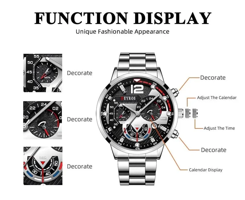Mode Herren Uhren Luxus Edelstahl Quarz Armbanduhr Kalender Leuchtende Uhr Männer Business Casual Uhr Reloj Hombre