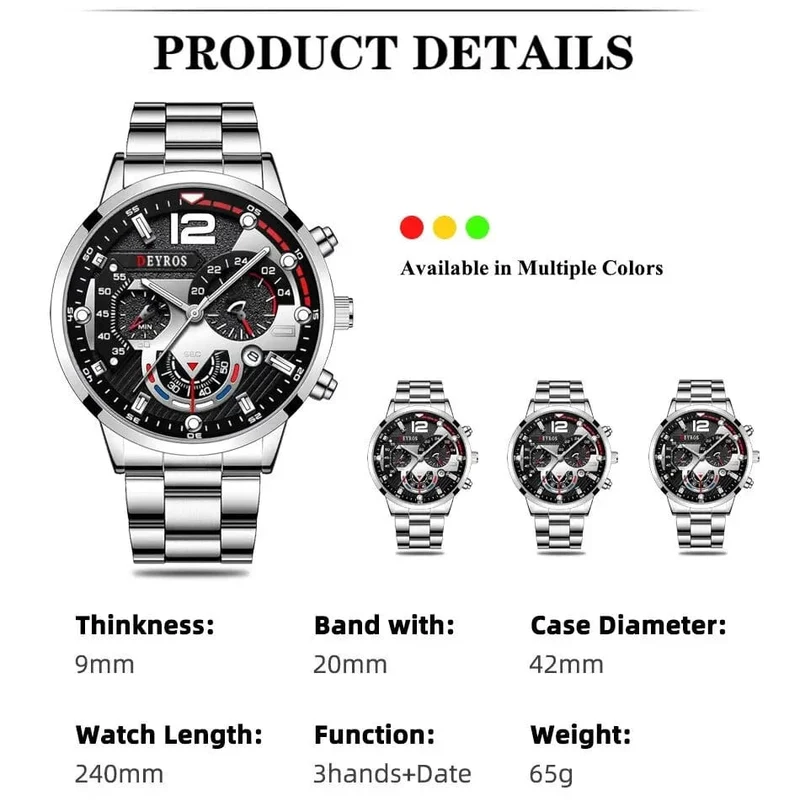 Mode Herren Uhren Luxus Edelstahl Quarz Armbanduhr Kalender Leuchtende Uhr Männer Business Casual Uhr Reloj Hombre