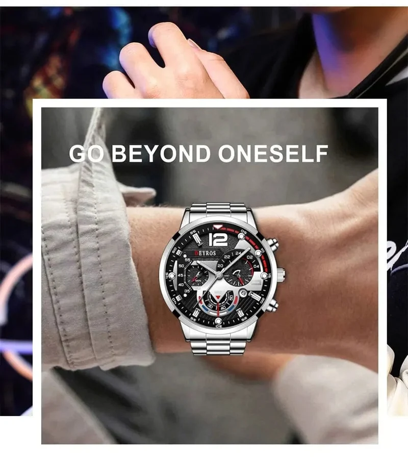 Mode Herren Uhren Luxus Edelstahl Quarz Armbanduhr Kalender Leuchtende Uhr Männer Business Casual Uhr Reloj Hombre