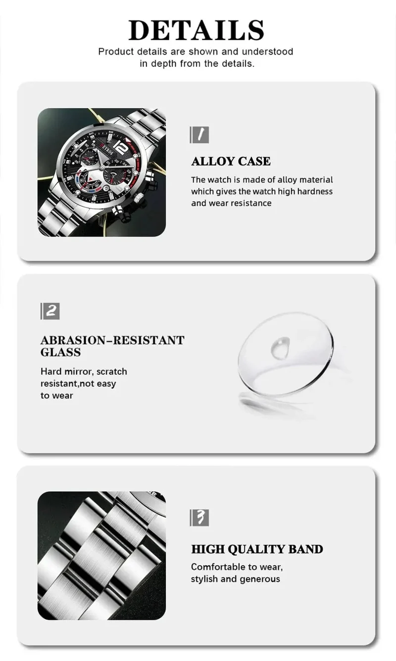 Mode Herren Uhren Luxus Edelstahl Quarz Armbanduhr Kalender Leuchtende Uhr Männer Business Casual Uhr Reloj Hombre