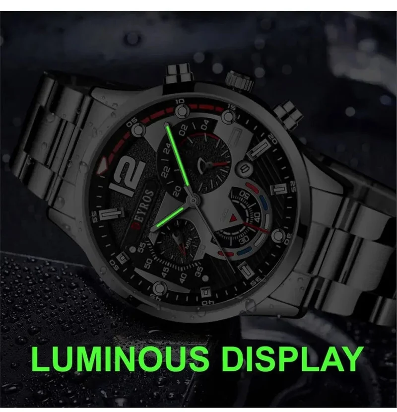 Mode Herren Uhren Luxus Edelstahl Quarz Armbanduhr Kalender Leuchtende Uhr Männer Business Casual Uhr Reloj Hombre