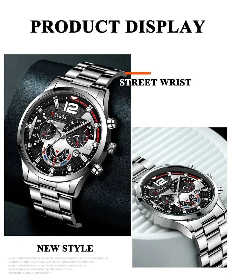 Mode Herren Uhren Luxus Edelstahl Quarz Armbanduhr Kalender Leuchtende Uhr Männer Business Casual Uhr Reloj Hombre