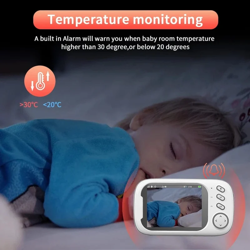 Cdycam Kabelloses Video-Babyphone 3.5 Zoll mit Schlafliedern, automatische Nachtsicht, Zwei-Wege-Gegensprechanlage, Temperaturüberwachung, Babysitter