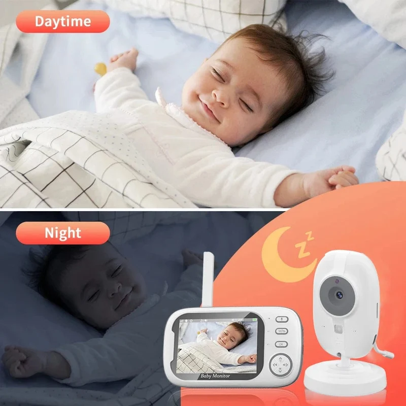 Cdycam Kabelloses Video-Babyphone 3.5 Zoll mit Schlafliedern, automatische Nachtsicht, Zwei-Wege-Gegensprechanlage, Temperaturüberwachung, Babysitter