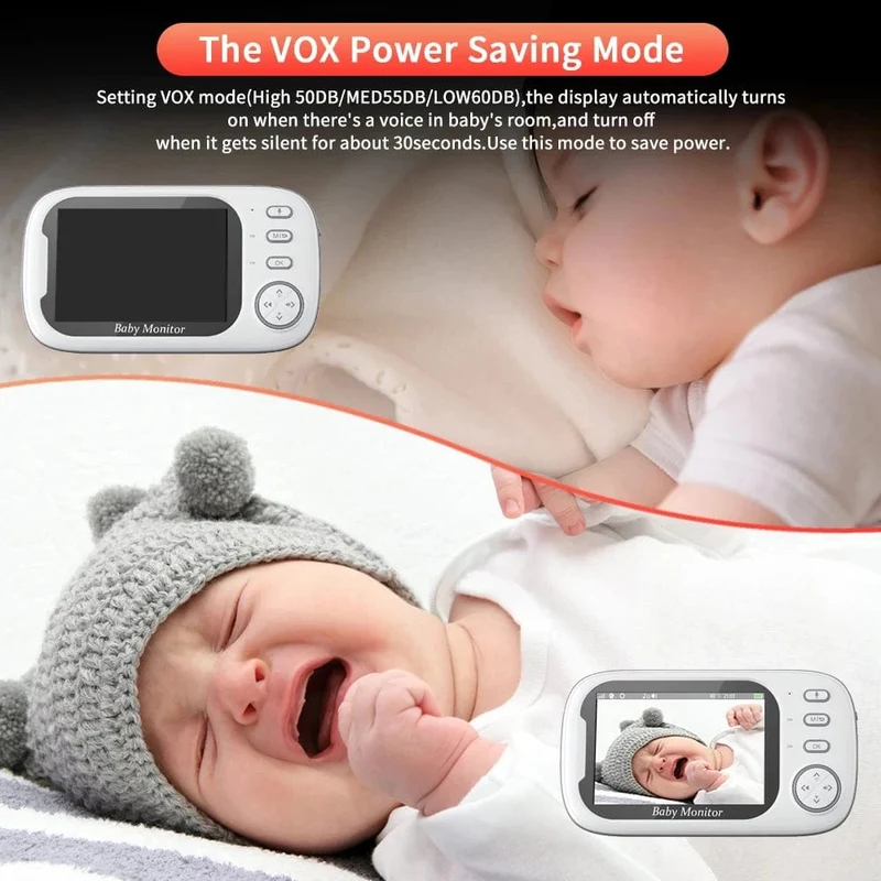 Cdycam Kabelloses Video-Babyphone 3.5 Zoll mit Schlafliedern, automatische Nachtsicht, Zwei-Wege-Gegensprechanlage, Temperaturüberwachung, Babysitter
