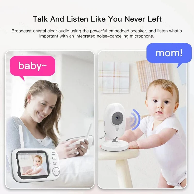 Cdycam Kabelloses Video-Babyphone 3.5 Zoll mit Schlafliedern, automatische Nachtsicht, Zwei-Wege-Gegensprechanlage, Temperaturüberwachung, Babysitter