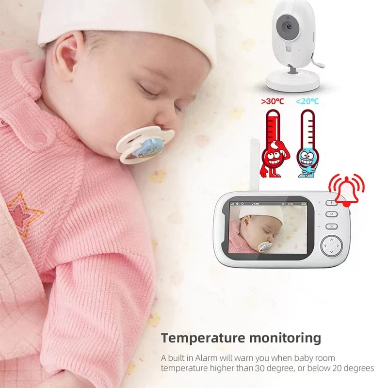 Cdycam Kabelloses Video-Babyphone 3.5 Zoll mit Schlafliedern, automatische Nachtsicht, Zwei-Wege-Gegensprechanlage, Temperaturüberwachung, Babysitter
