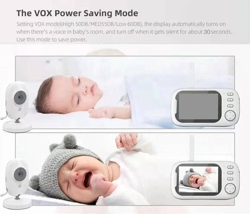 Cdycam Kabelloses Video-Babyphone 3.5 Zoll mit Schlafliedern, automatische Nachtsicht, Zwei-Wege-Gegensprechanlage, Temperaturüberwachung, Babysitter