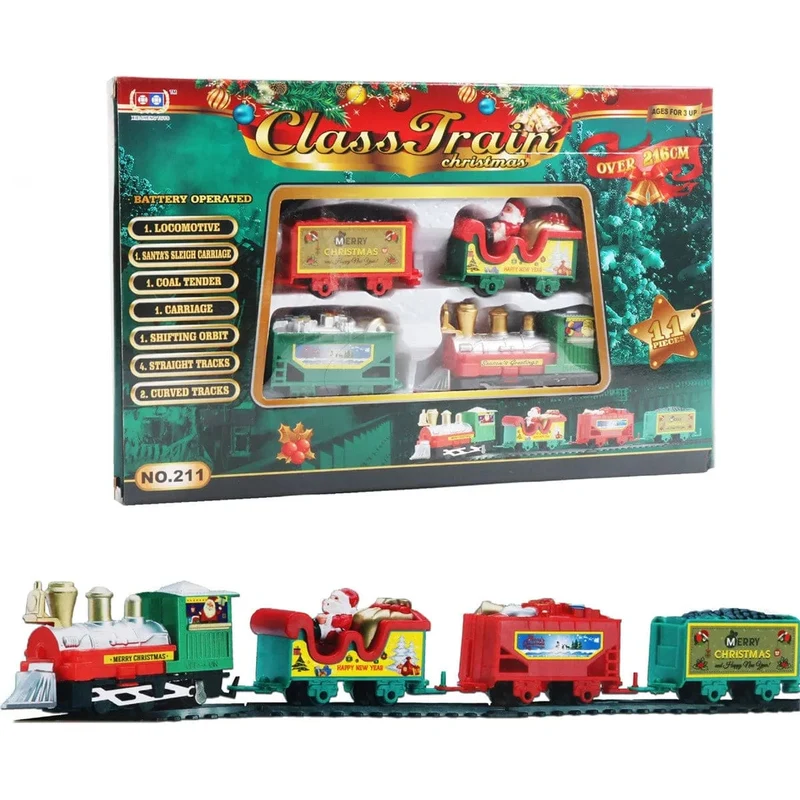Weihnachtsrealistisches elektrisches Eisenbahnset, einfach zusammenzubauen und sicher für Kinder, Geschenk und Party, Weihnachtsbaumdekoration für zu Hause