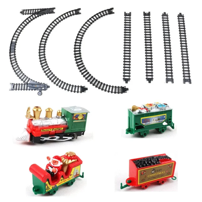 Weihnachtsrealistisches elektrisches Eisenbahnset, einfach zusammenzubauen und sicher für Kinder, Geschenk und Party, Weihnachtsbaumdekoration für zu Hause