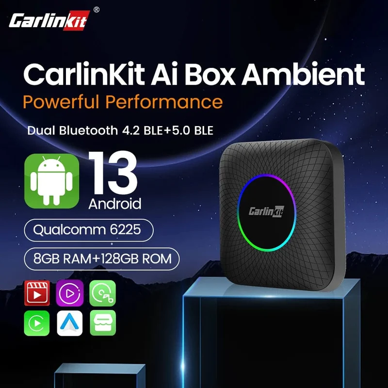 Carlinkit Android 13 TV-Box LED 8 + 128 GB CarPlay Wireless Android Auto Wireless Adapter Unterstützung Youtube Netfilx IPTV Spotify GPS