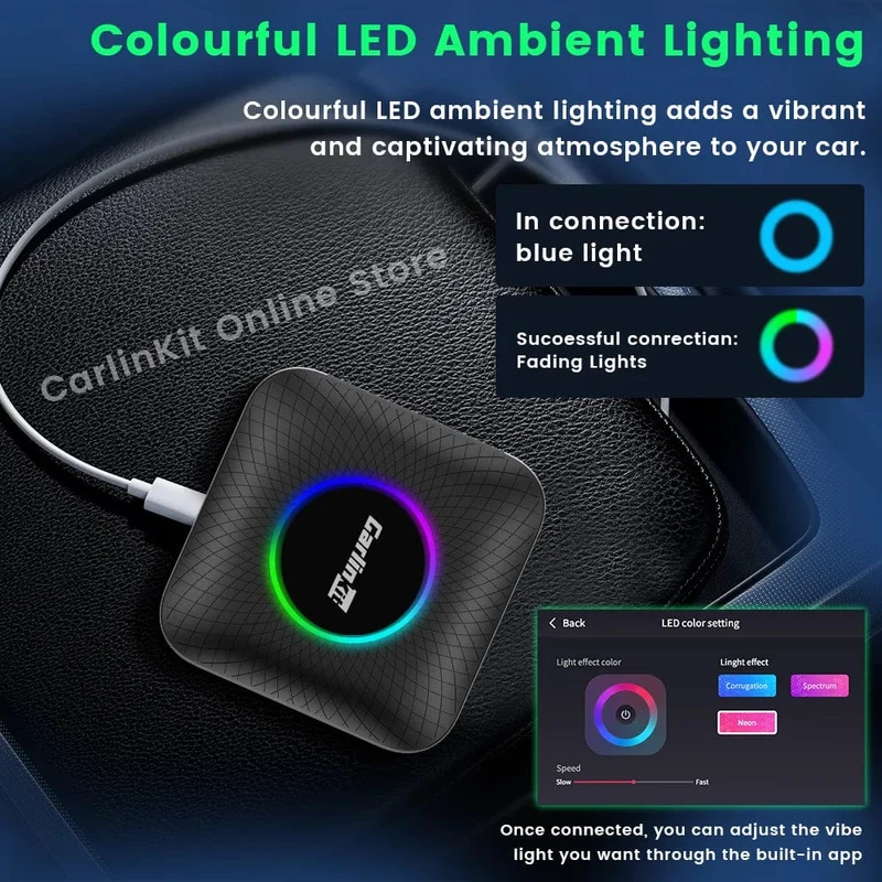 Carlinkit Android 13 TV-Box LED 8 + 128 GB CarPlay Wireless Android Auto Wireless Adapter Unterstützung Youtube Netfilx IPTV Spotify GPS