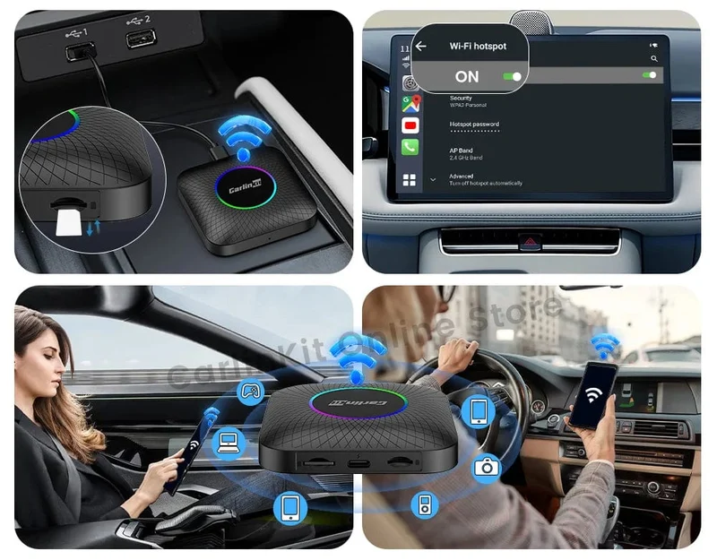 Carlinkit Android 13 TV-Box LED 8 + 128 GB CarPlay Wireless Android Auto Wireless Adapter Unterstützung Youtube Netfilx IPTV Spotify GPS