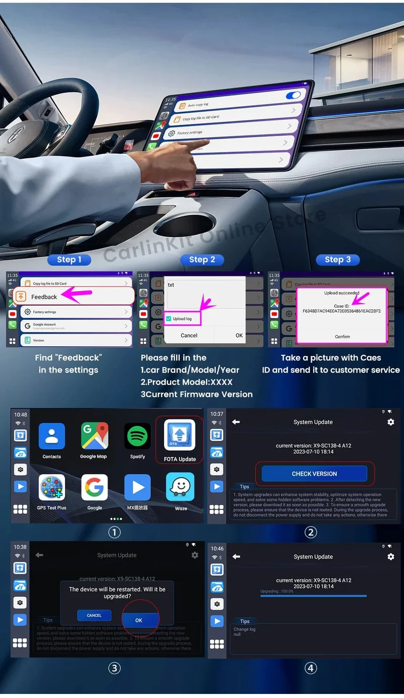 Carlinkit Android 13 TV-Box LED 8 + 128 GB CarPlay Wireless Android Auto Wireless Adapter Unterstützung Youtube Netfilx IPTV Spotify GPS
