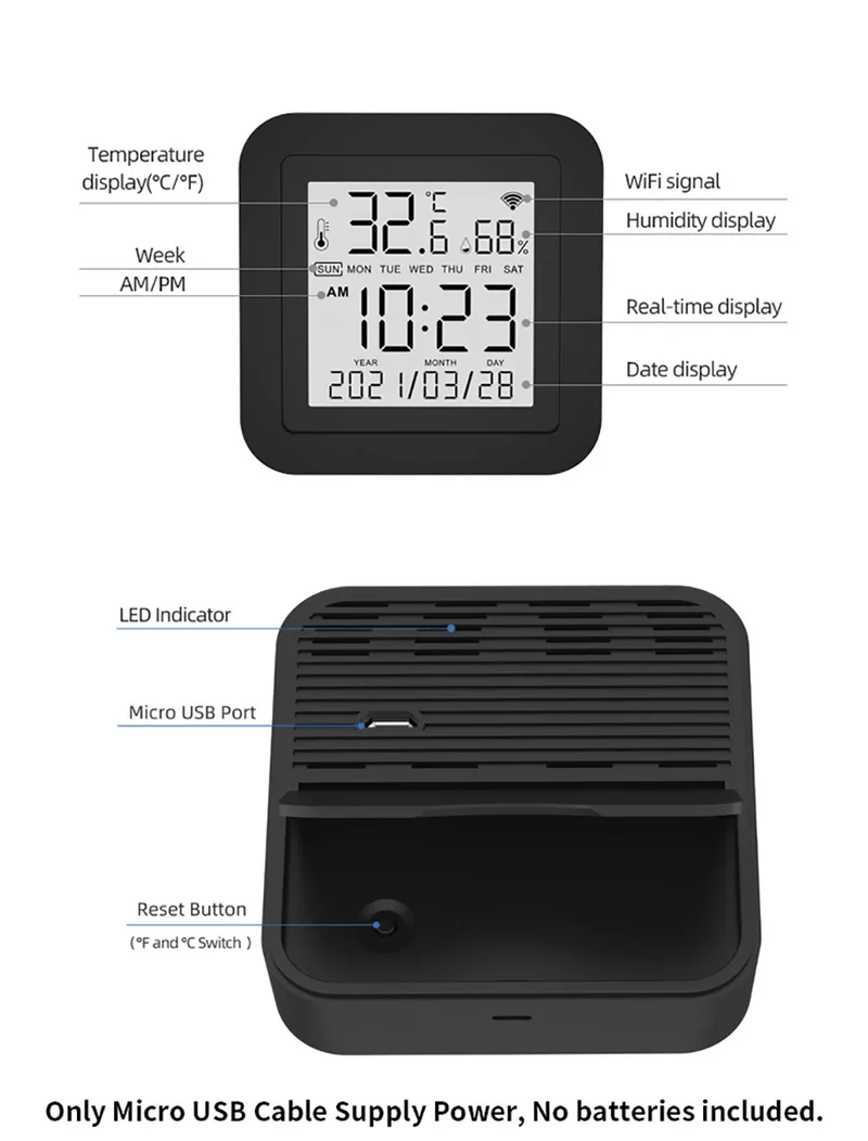 Tuya Smart Universal-IR-Fernbedienung mit Temperatur-Feuchtigkeitssensor für Klimaanlage TV AC Funktioniert mit Alexa, Google Home Yandex