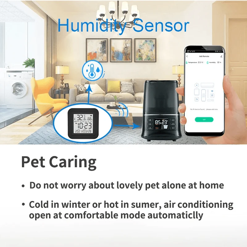 Tuya Smart Universal-IR-Fernbedienung mit Temperatur-Feuchtigkeitssensor für Klimaanlage TV AC Funktioniert mit Alexa, Google Home Yandex
