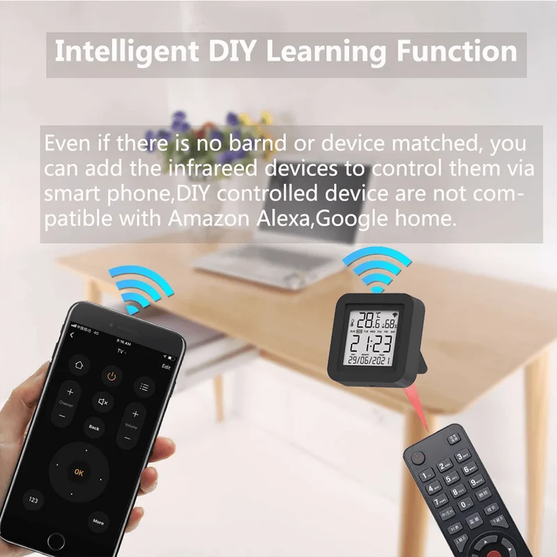 Tuya Smart Universal-IR-Fernbedienung mit Temperatur-Feuchtigkeitssensor für Klimaanlage TV AC Funktioniert mit Alexa, Google Home Yandex