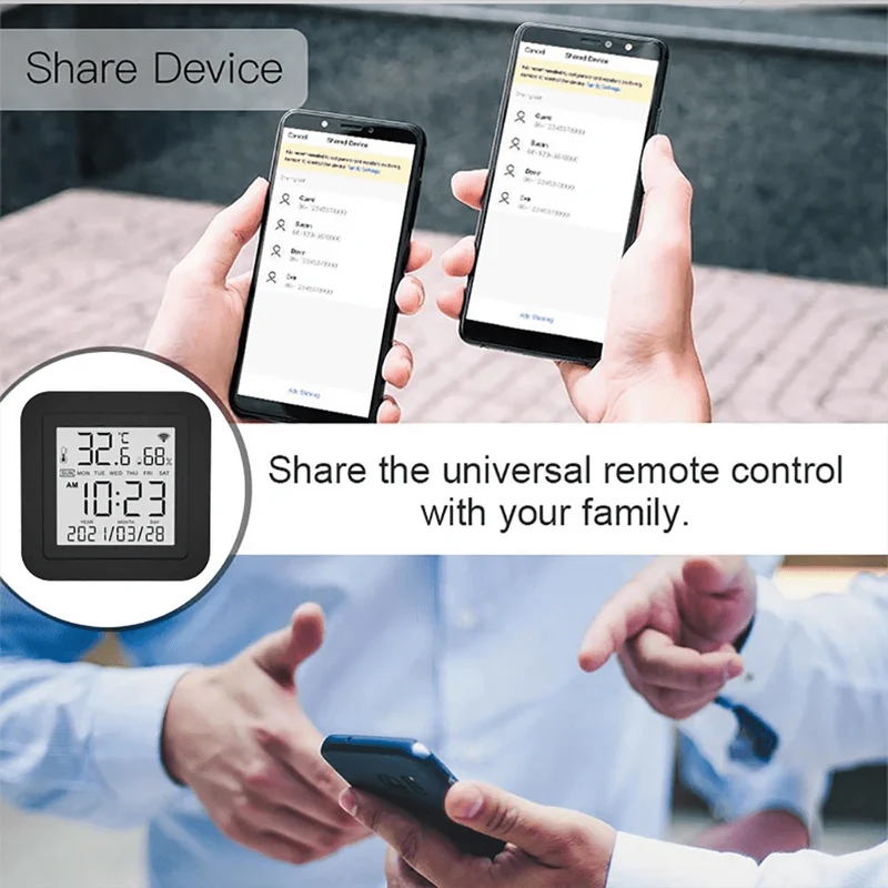 Tuya Smart Universal-IR-Fernbedienung mit Temperatur-Feuchtigkeitssensor für Klimaanlage TV AC Funktioniert mit Alexa, Google Home Yandex