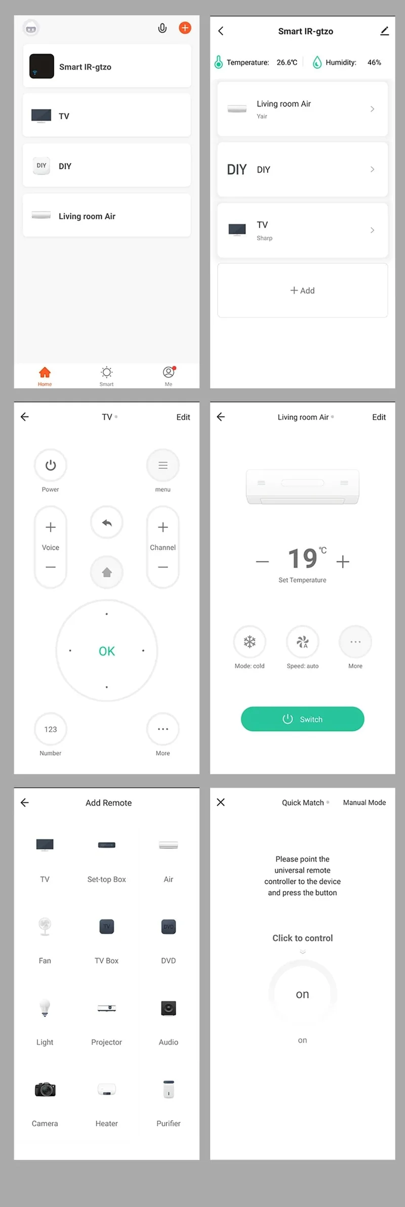 Tuya Smart Universal-IR-Fernbedienung mit Temperatur-Feuchtigkeitssensor für Klimaanlage TV AC Funktioniert mit Alexa, Google Home Yandex