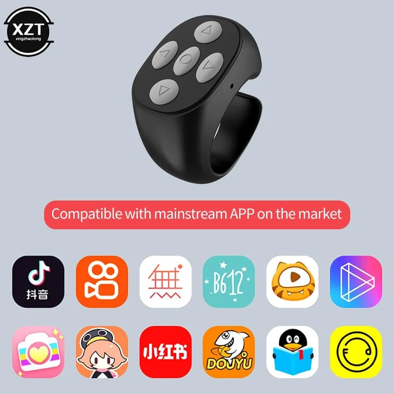 Drahtloser Bluetooth-Fingerspitzen-Selfie-Controller Tiktok Kurzvideo Page Flipping Browsing Device Handy-Fernbedienungsring