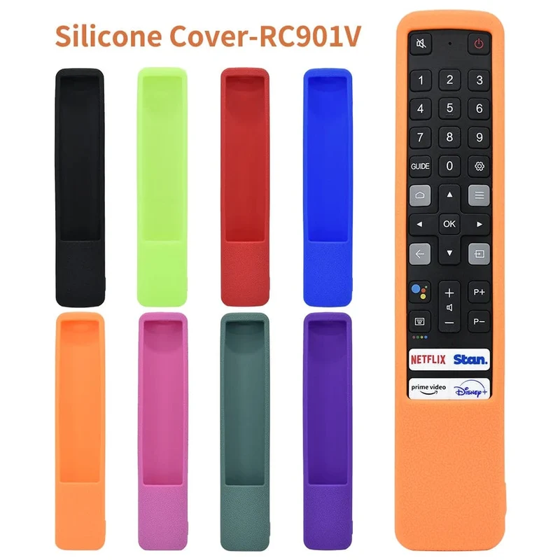 Schützende Silikonhülle für die TCL TV-Fernbedienung RC901V FMRD/FMR1/FMR8, waschbar, stoßfest, hautfreundliche Fernbedienungsabdeckung