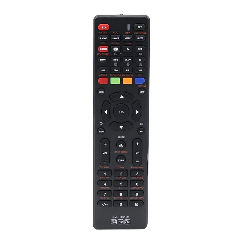 Universalfernbedienung RM-L1130+X für alle TV-Marken, Smart-TV-Fernbedienung, komfortabel zu bedienen für LED-TV oder LCD-TV