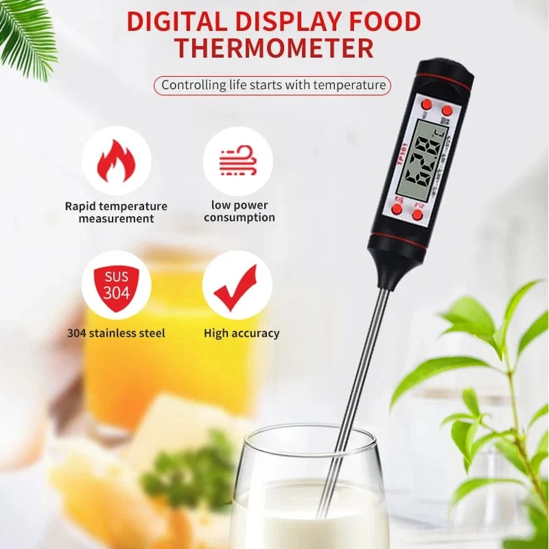 Digitales Küchenthermometer zum Backen von Lebensmitteln, elektronische Sonde, Digitalanzeige, Grillthermometer für Flüssigkeiten