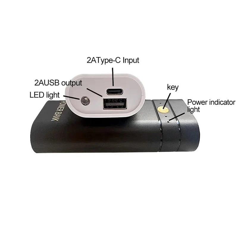 5V 2A 6000mAh 2X 18650 USB Typ-C Akkuladegerät Gehäuse DIY Power Bank Box zum elektronischen Laden von Telefonen ohne Batterien