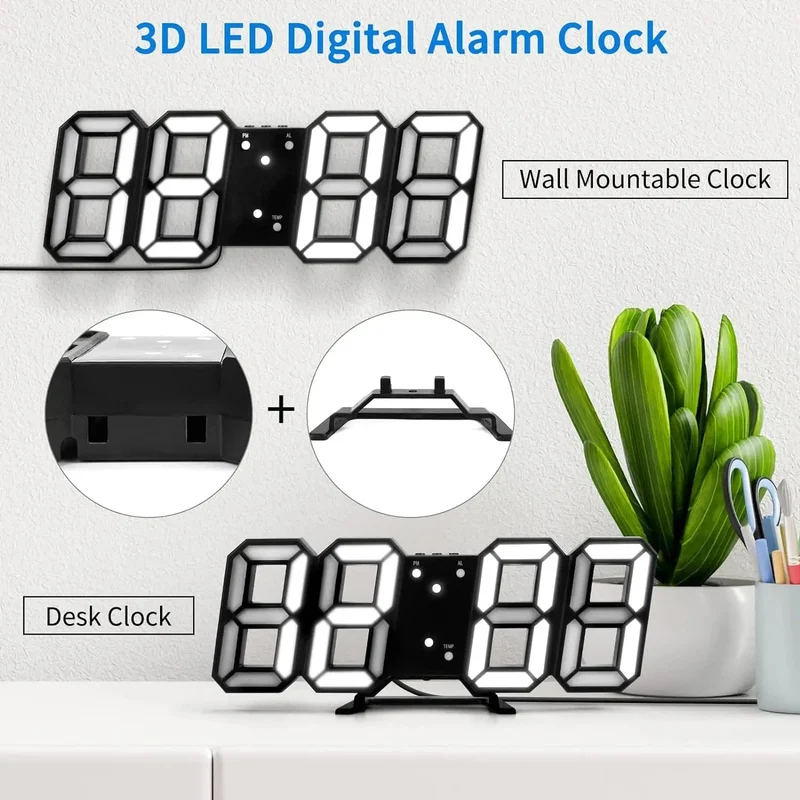 3D LED Digitaluhr Leuchtende Mode Wanduhr Multifunktionale kreative USB Plug In Elektronische Uhr Home Dekoration