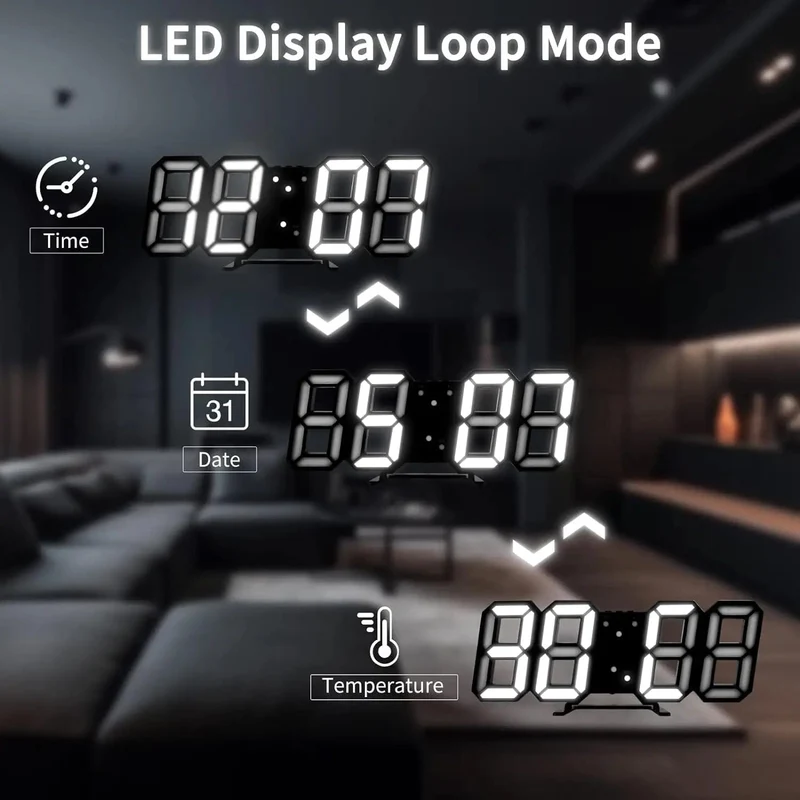 3D LED Digitaluhr Leuchtende Mode Wanduhr Multifunktionale kreative USB Plug In Elektronische Uhr Home Dekoration