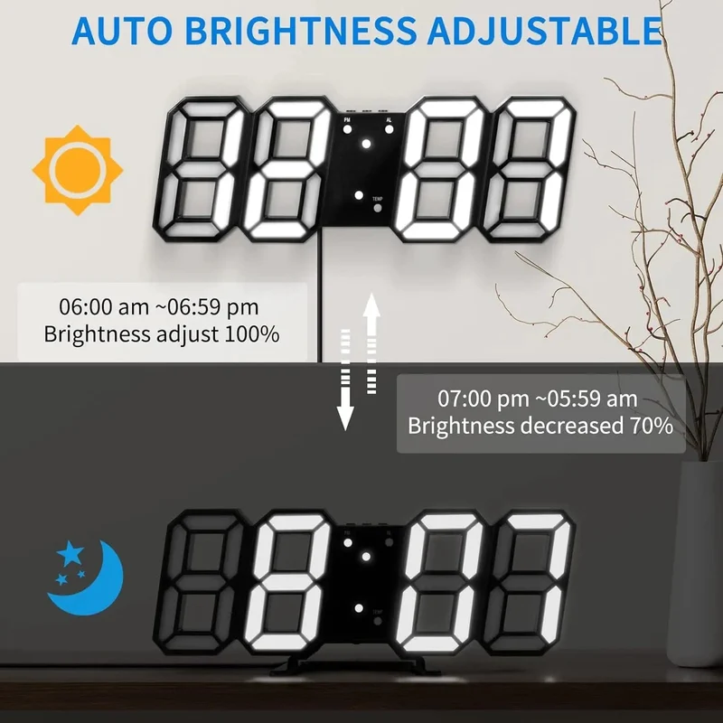 3D LED Digitaluhr Leuchtende Mode Wanduhr Multifunktionale kreative USB Plug In Elektronische Uhr Home Dekoration