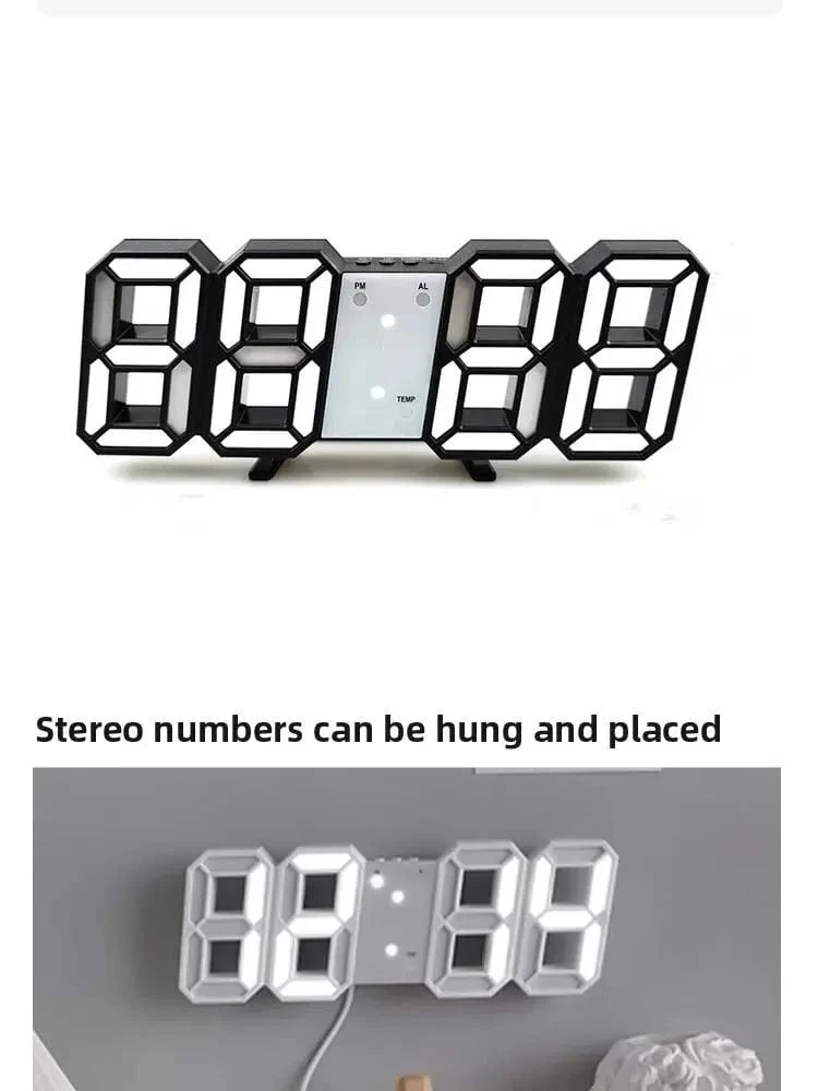 3D LED Digitaluhr Leuchtende Mode Wanduhr Multifunktionale kreative USB Plug In Elektronische Uhr Home Dekoration