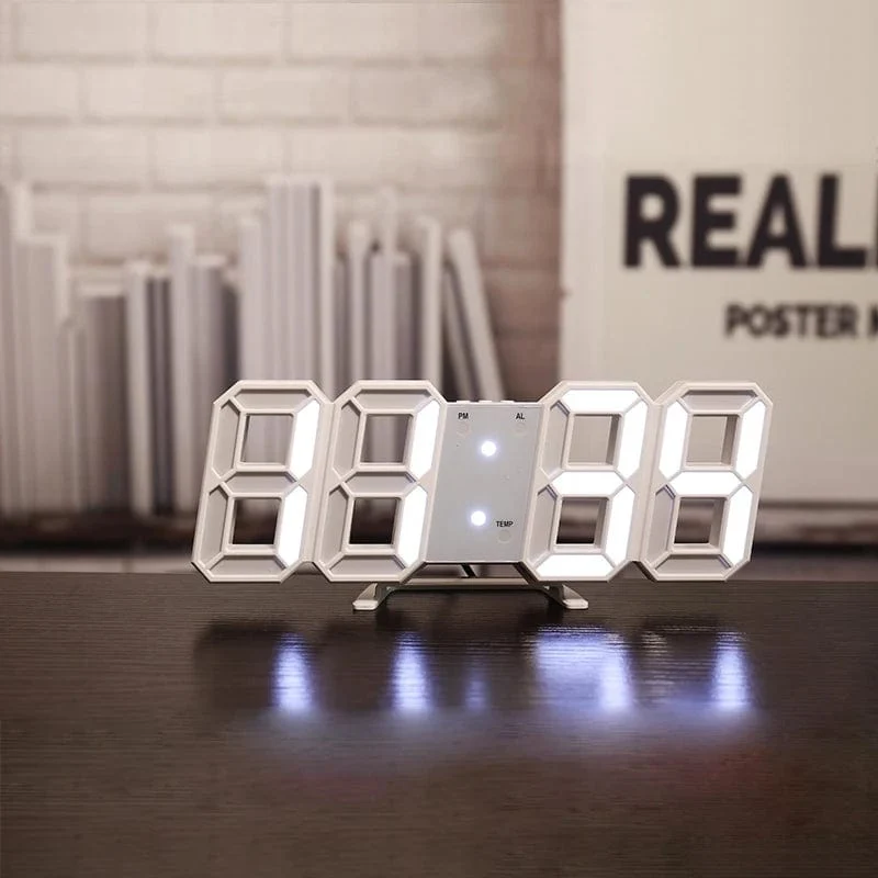 Wanduhr Digital Alarm Moderne Küche Elektronische Smart 3D USB Netzteil LED Zeit Datum Temperatur Display Desktop Schlafzimmer