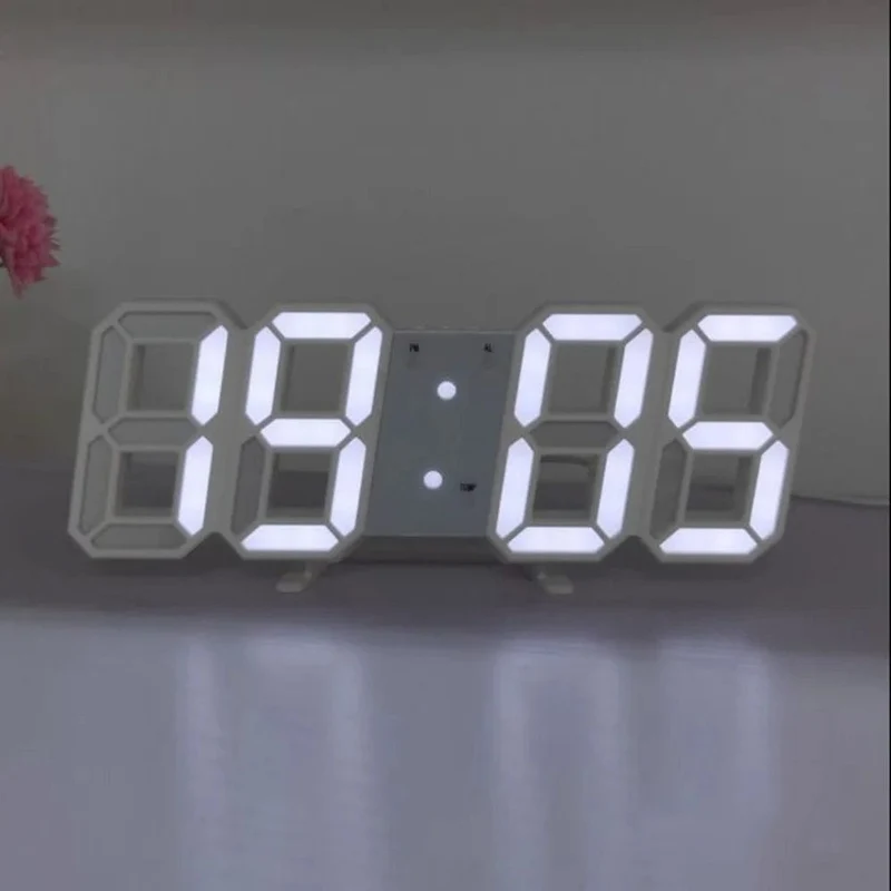 Wanduhr Digital Alarm Moderne Küche Elektronische Smart 3D USB Netzteil LED Zeit Datum Temperatur Display Desktop Schlafzimmer