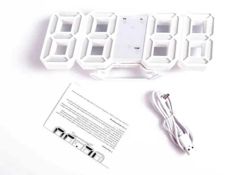 Wanduhr Digital Alarm Moderne Küche Elektronische Smart 3D USB Netzteil LED Zeit Datum Temperatur Display Desktop Schlafzimmer