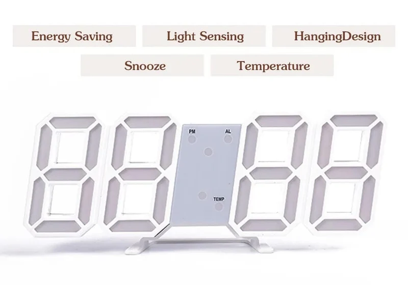 Wanduhr Digital Alarm Moderne Küche Elektronische Smart 3D USB Netzteil LED Zeit Datum Temperatur Display Desktop Schlafzimmer