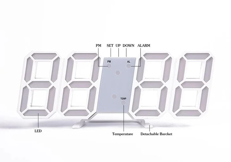 Wanduhr Digital Alarm Moderne Küche Elektronische Smart 3D USB Netzteil LED Zeit Datum Temperatur Display Desktop Schlafzimmer