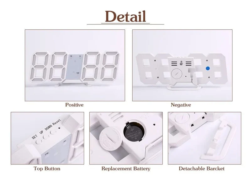 Wanduhr Digital Alarm Moderne Küche Elektronische Smart 3D USB Netzteil LED Zeit Datum Temperatur Display Desktop Schlafzimmer