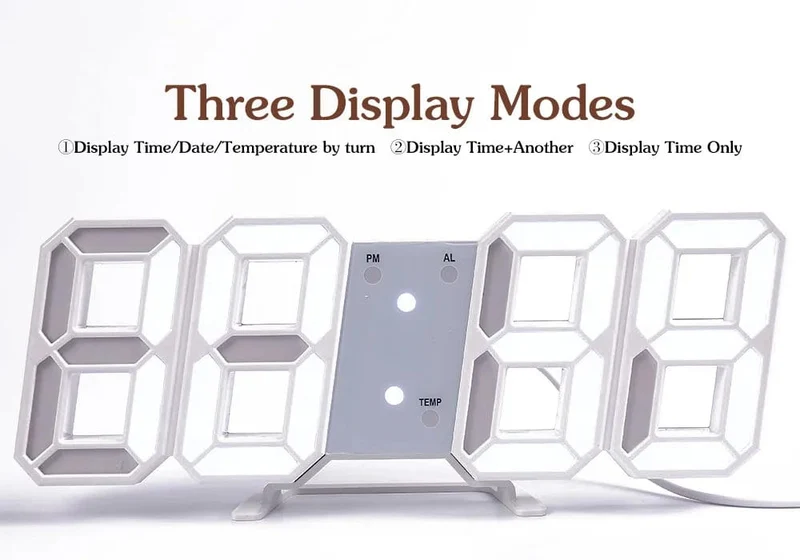 Wanduhr Digital Alarm Moderne Küche Elektronische Smart 3D USB Netzteil LED Zeit Datum Temperatur Display Desktop Schlafzimmer