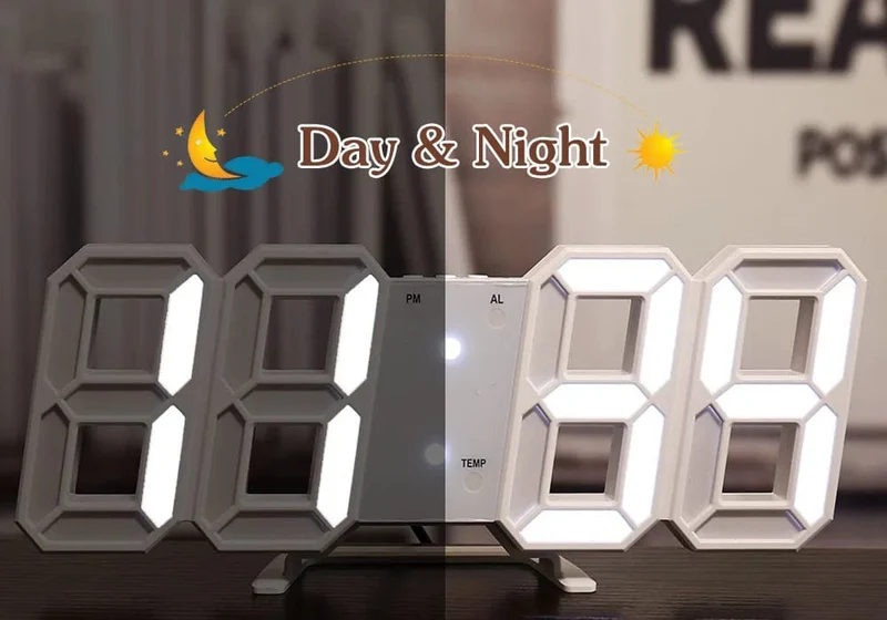 Wanduhr Digital Alarm Moderne Küche Elektronische Smart 3D USB Netzteil LED Zeit Datum Temperatur Display Desktop Schlafzimmer