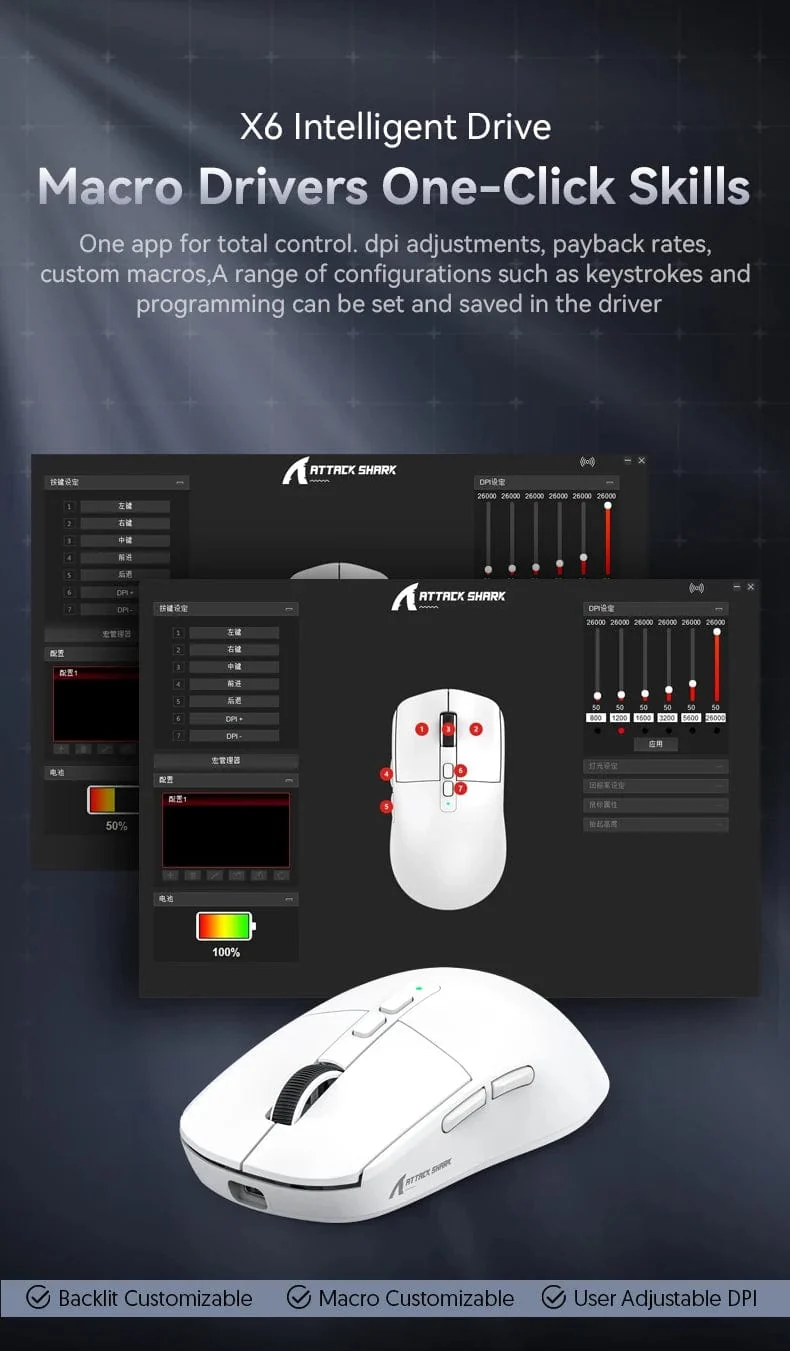 X6 PAW3395 Bluetooth-Maus, Tri-Mode-Verbindung, magnetische RGB-Touch-Ladestation, Makro-Gaming-Maus