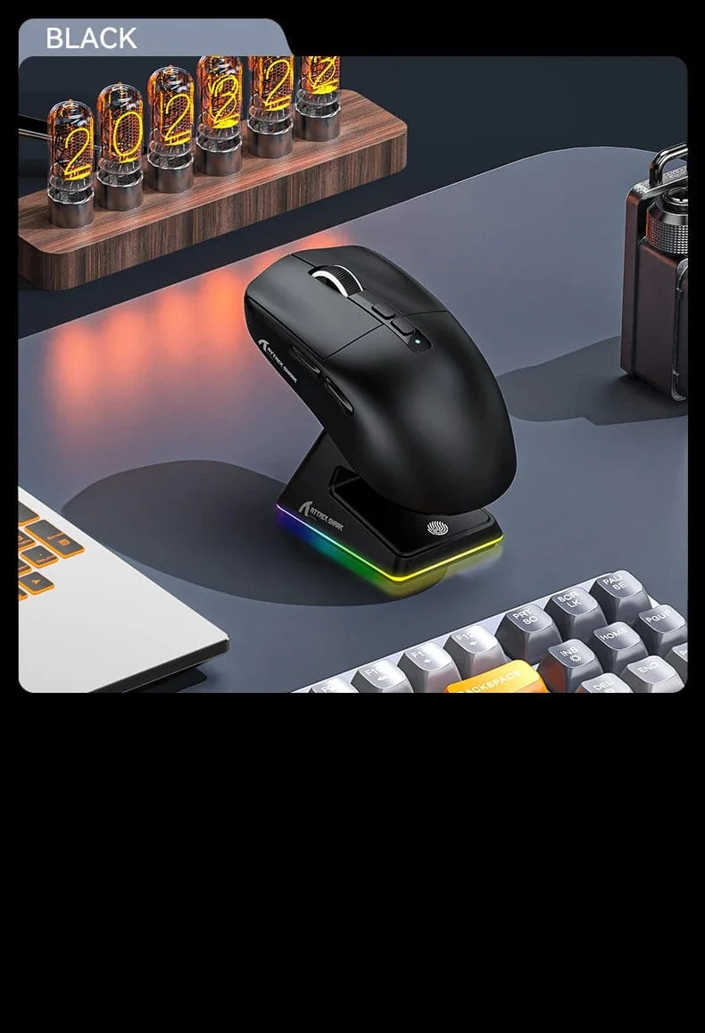 X6 PAW3395 Bluetooth-Maus, Tri-Mode-Verbindung, magnetische RGB-Touch-Ladestation, Makro-Gaming-Maus