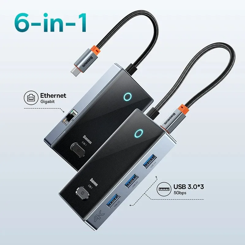 Baseus USB C HUB 4K 60Hz Typ C zu HDMI RJ45 PD 100W Adapter Für Macbook iPad Pro Air M2 M1 Sumsang PC Zubehör USB 3.0 HUB