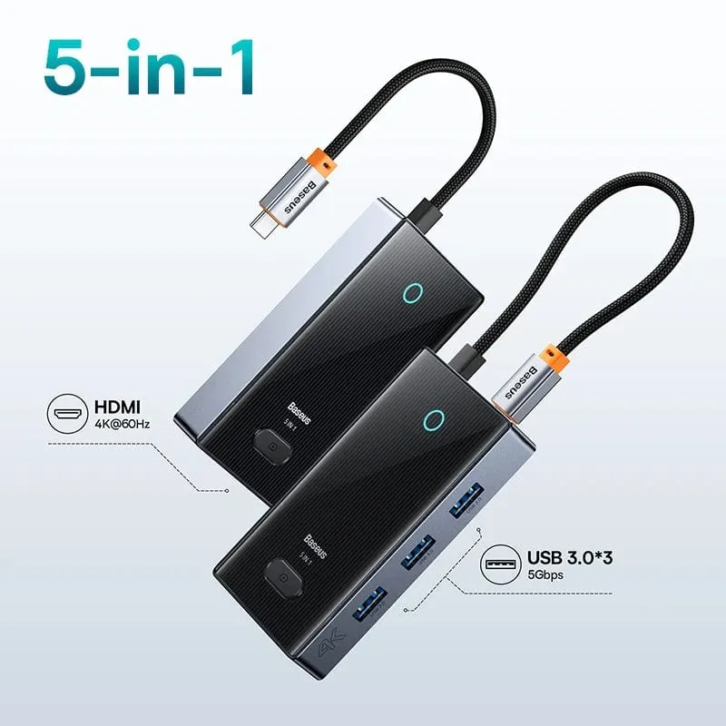 Baseus USB C HUB 4K 60Hz Typ C zu HDMI RJ45 PD 100W Adapter Für Macbook iPad Pro Air M2 M1 Sumsang PC Zubehör USB 3.0 HUB
