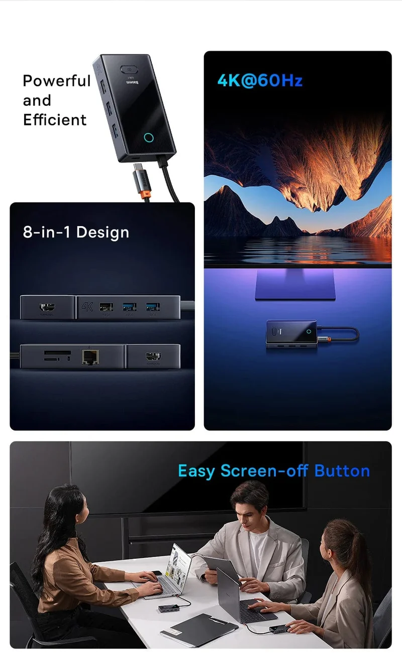 Baseus USB C HUB 4K 60Hz Typ C zu HDMI RJ45 PD 100W Adapter Für Macbook iPad Pro Air M2 M1 Sumsang PC Zubehör USB 3.0 HUB