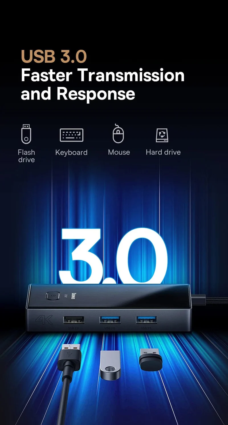 Baseus USB C HUB 4K 60Hz Typ C zu HDMI RJ45 PD 100W Adapter Für Macbook iPad Pro Air M2 M1 Sumsang PC Zubehör USB 3.0 HUB