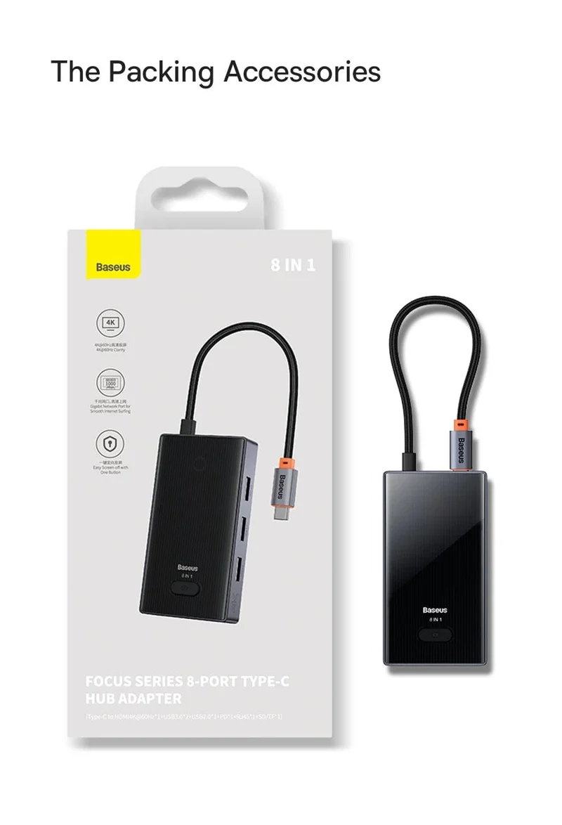 Baseus USB C HUB 4K 60Hz Typ C zu HDMI RJ45 PD 100W Adapter Für Macbook iPad Pro Air M2 M1 Sumsang PC Zubehör USB 3.0 HUB