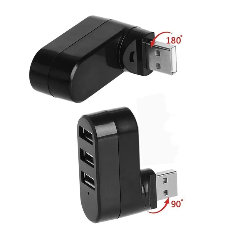 PzzPss USB Hub 2.0 Adapter Drehbarer Hochgeschwindigkeits-U-Disk-Reader-Splitter 3 Ports USB 2.0 für Computer PC Laptop Mac Mini Zubehör
